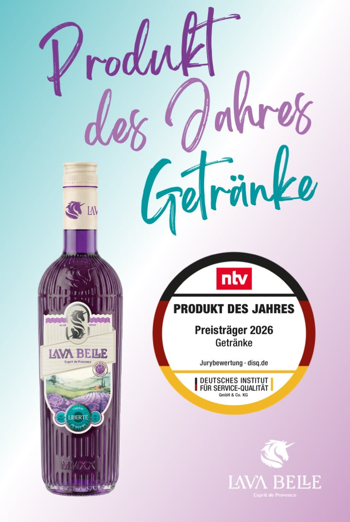 Lav'a Belle Liberté mit dem ntv-Siegel „Produkt des Jahres 2026, Getränke“ des Deutschen Instituts für Service-Qualität